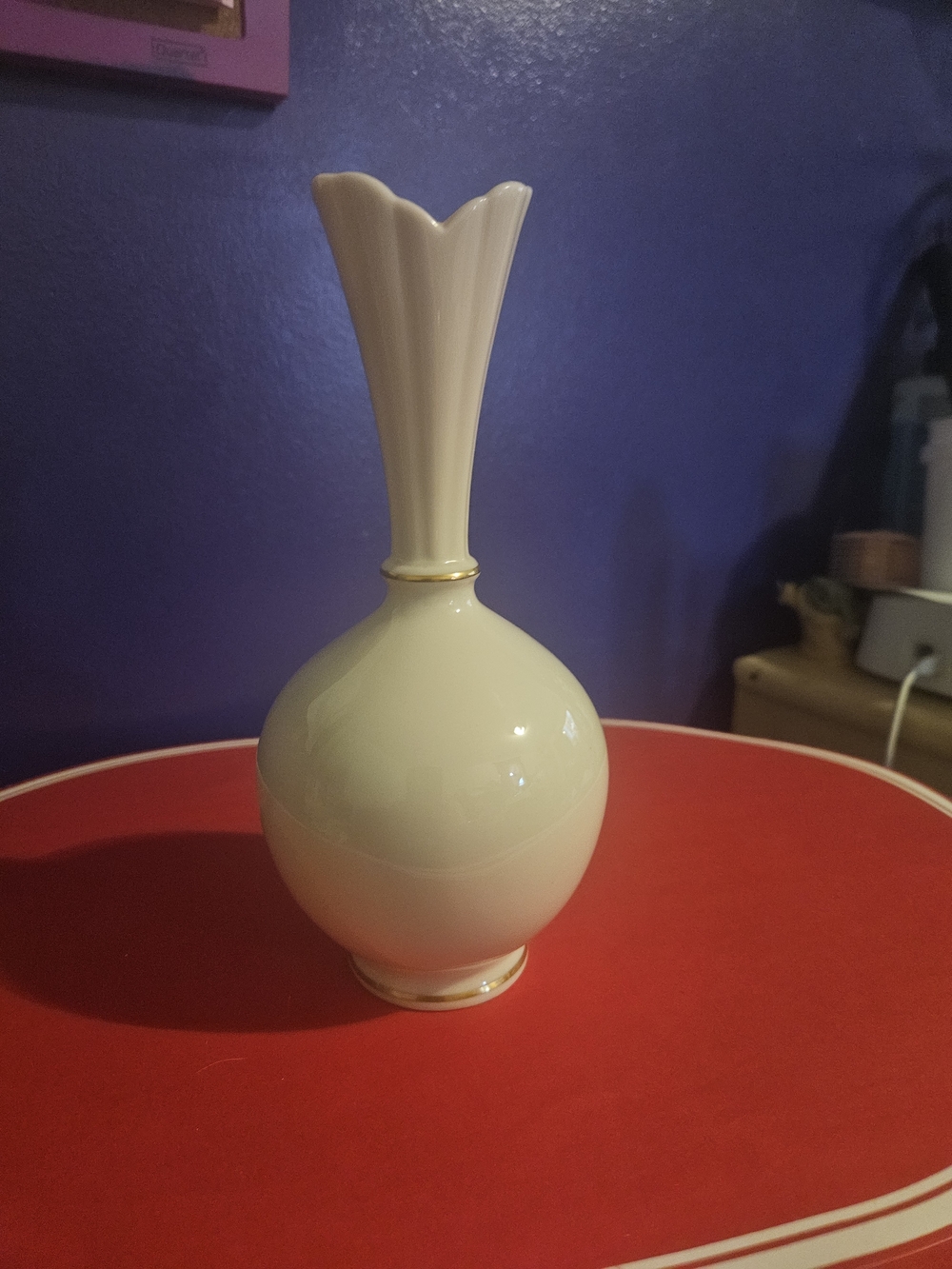Lenox Cream Porcelain Bud Vase with Gold Accent
